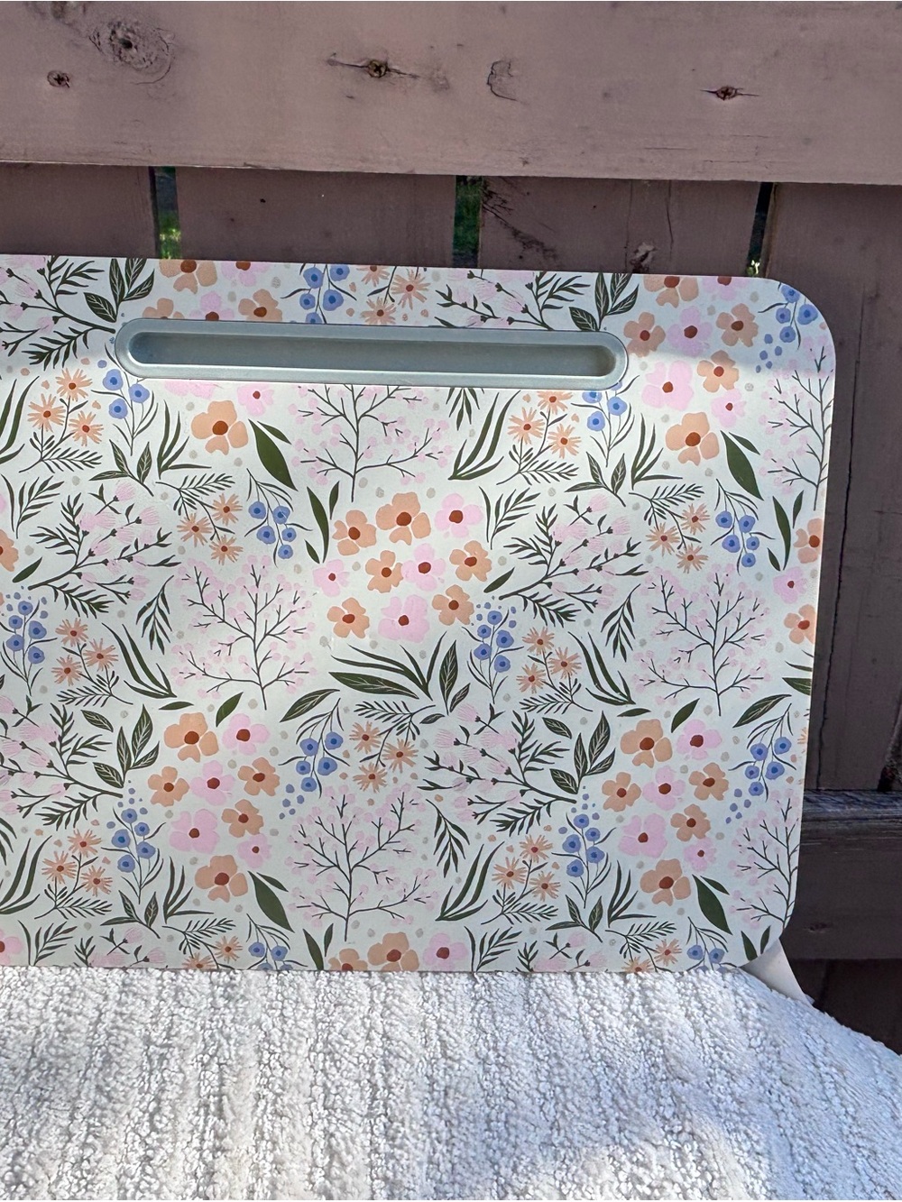 Floral Lap Desk with Handle - Green & Peach - Picture 3 of 11